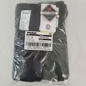 NIB TSLA 2 Pack Mens Workout Shirts Hyper-Dri Long Sleeve Blk/Red Olive Sz Lrg